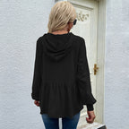 Damen lässiger Hoodie mit Rüschendetail und Kordelzug R&B