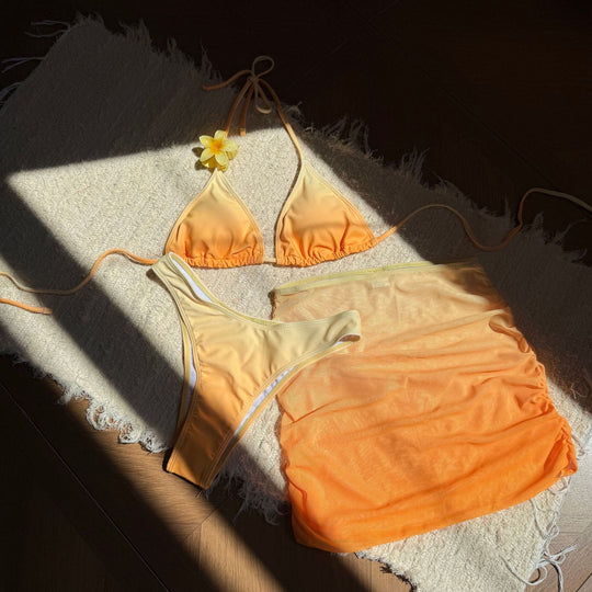 Damen Bikini-Set mit verstellbaren Trägern und rüschenförmigem Rock R&B