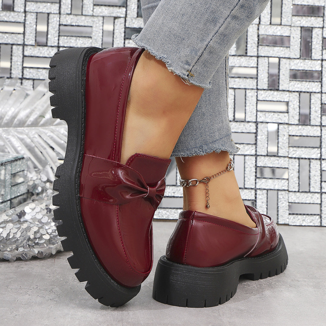 Damen trendige Slip-On Mokassins mit dekorativer Schleife R&B