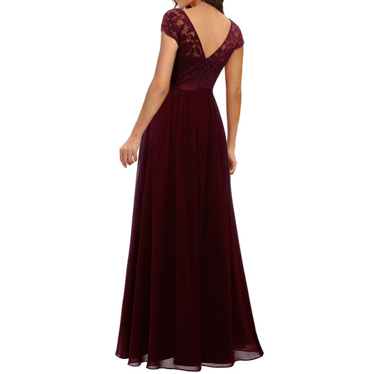 Damen Elegantes Spitzenkleid mit V-Ausschnitt R&B