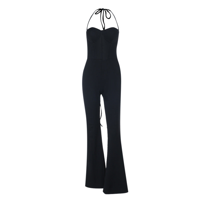 Damen figurbetonter Jumpsuit mit Herzausschnitt und elegantem Schnitt R&B
