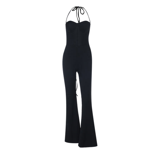 Damen figurbetonter Jumpsuit mit Herzausschnitt und elegantem Schnitt R&B