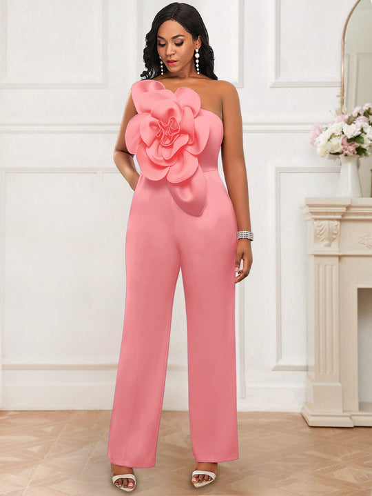 Damen Eleganter Jumpsuit mit floralen Applikationen R&B