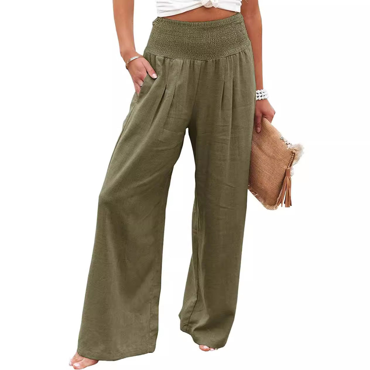 Damen weiter Sommerhose mit elastischem Bund R&B