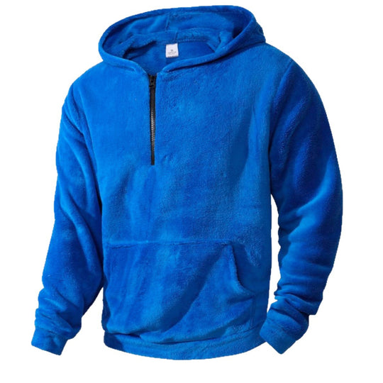 Herren Fleece-Hoodie mit innovativem halblangem Reißverschluss R&B