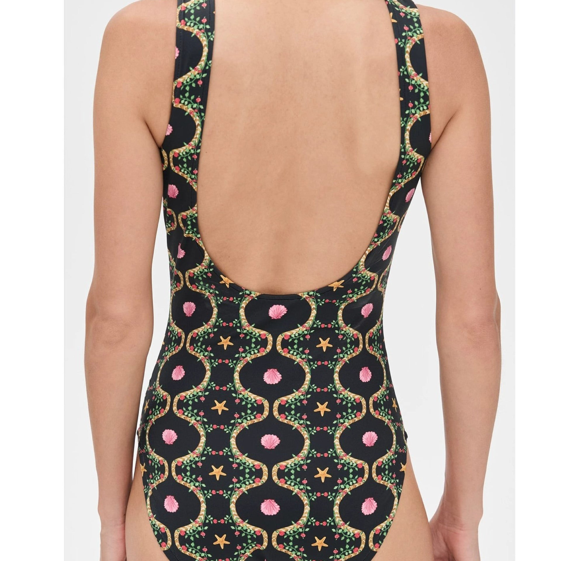 Damen Einteiler Badeanzug mit floralem Design und breiten Trägern R&B