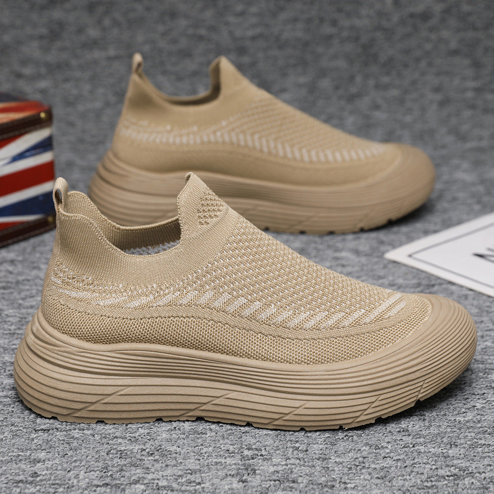 Damen Trendige Slip-On Sneakers mit atmungsaktiver Strickoberfläche und rutschfester Sohle R&B