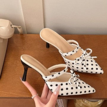 Damen Slingback-Pumps mit gepunktetem Design und elegantem Schleifchen R&B
