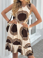Damen lässiges Sommerkleid mit verspieltem Volant und buntem Mustermix R&B