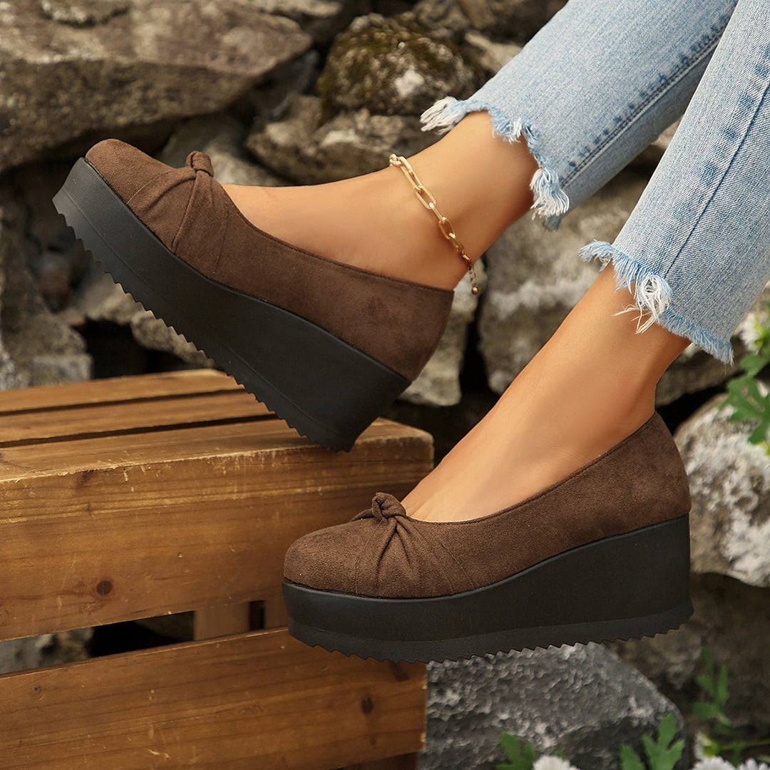 Damen Wedge-Pantoletten mit dekorativem Schleifenakzent und modischem Design R&B