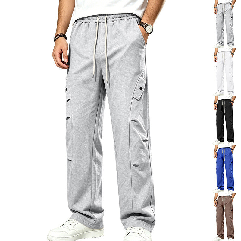 Herren nan lockere Cargo-Sweathose mit elastischem Tunnelzugbund, Pattentaschen und Knieabnähern R&B