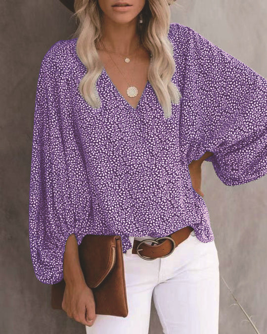 Damen Bluse mit weiten Ärmeln und floralem Muster R&B