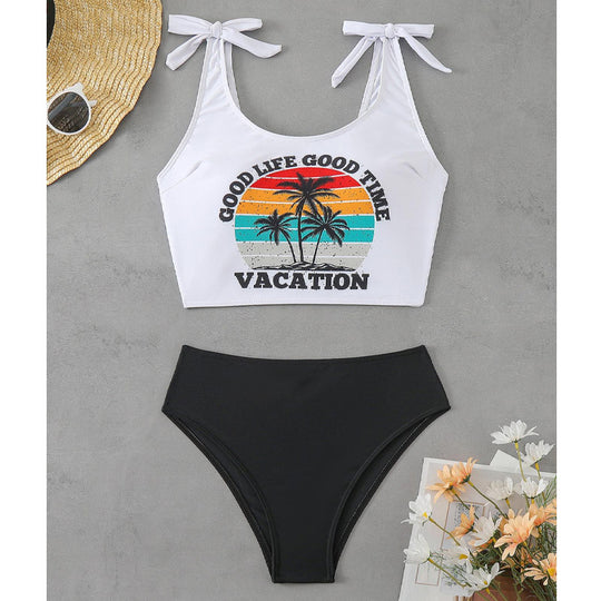 Damen Bauchfreies Bikini-Set mit grafischem Druck R&B