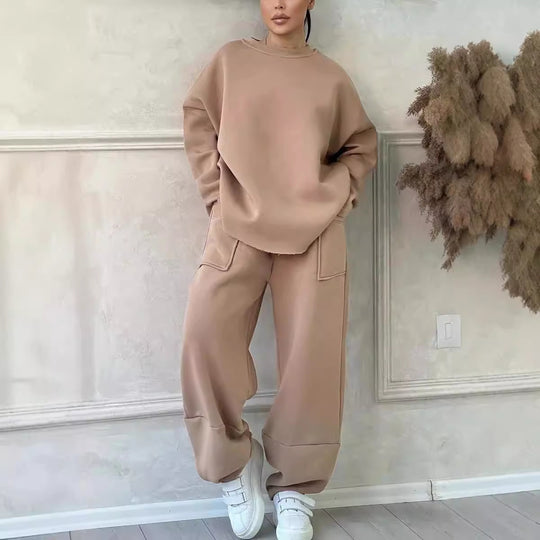 Damen Cozy Oversized Sweat-Set mit geräumigen Taschen und angenehmem Schnitt R&B