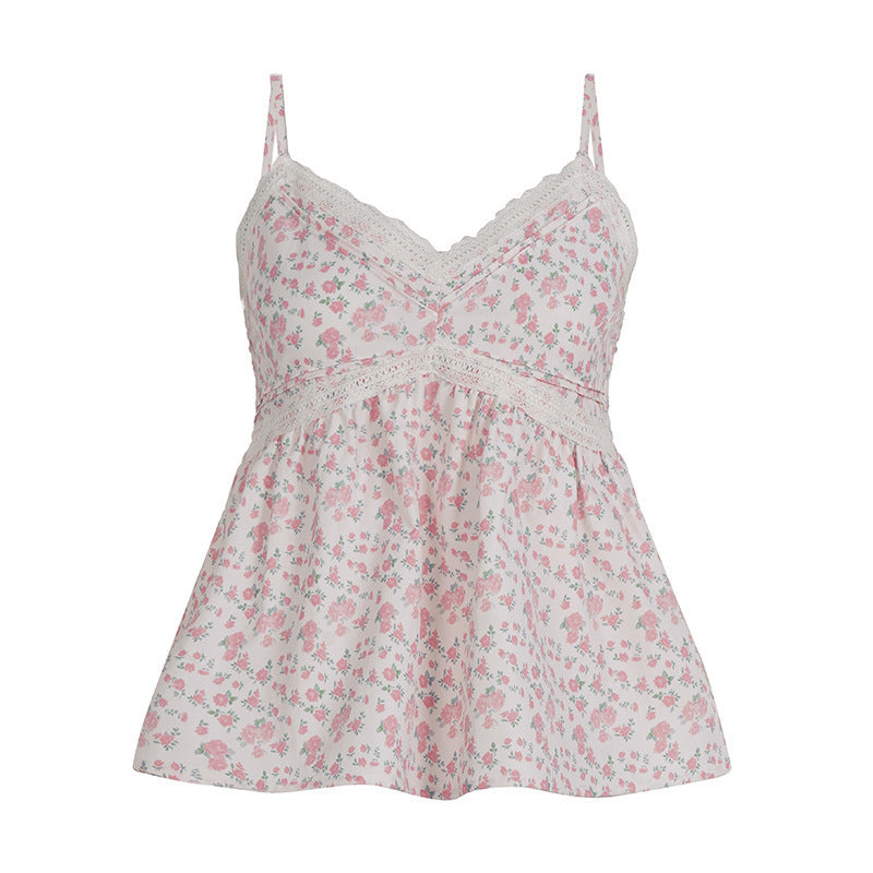 Damen Spitzen-Cami-Top mit floralem Design und lockerem Schnitt R&B