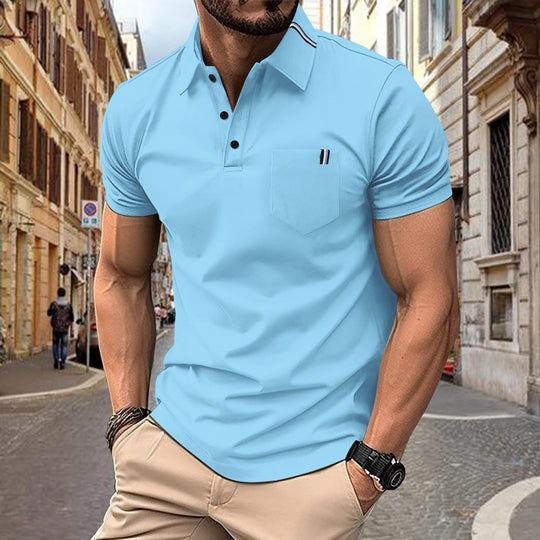 Herren Polohemd mit modernem Schnitt und Brusttasche R&B
