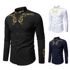 Herren Langarmshirt mit elegantem Stickereidesign R&B
