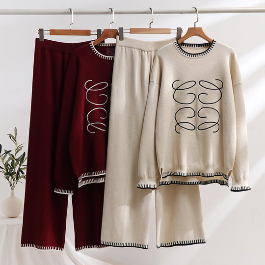 Damen gemütliches Sweatset mit grafischem Design und eleganten Kontrastdetails R&B