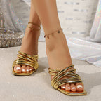Damen modische Plateau-Sandalen mit gekreuzten Riemen und elegantem Absatz R&B
