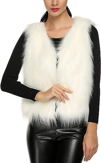 Damen Flauschige Kunstfellweste mit offenem Schnitt und weichem Innenfutter R&B