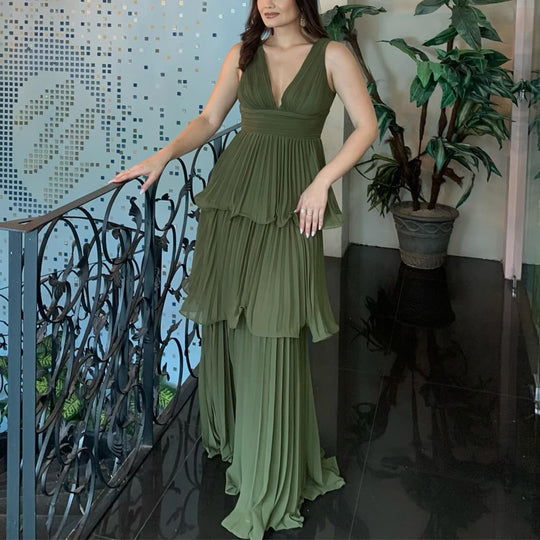 Damen Maxi-Kleid mit voluminösen Falten und femininer Silhouette R&B