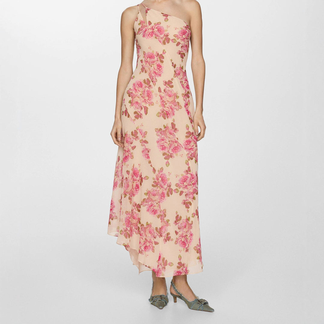 Damen Elegantes asymmetrisches Maxikleid mit floralen Applikationen R&B