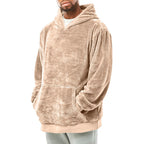 Herren kuscheliger Hoodie mit praktischen Kängurutaschen und hohem Kragen R&B
