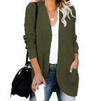 Damen lässige Strickjacke mit offenen Ärmeln und praktischen Taschen R&B