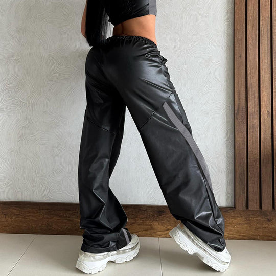 Damen Sportliche Wide-Leg Hose mit elastischem Bund und modischen Streifen R&B