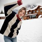 Damen Oversized Strickpullover mit strukturiertem Streifenmuster R&B