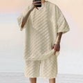 Unisex nan strukturiertes Relief-Set aus wabenartigem Jersey mit übergroßem Shirt und knielangen Shorts R&B