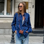 Damen Lässige Oversized-Hemdjacke mit Taschen und modischen Details R&B