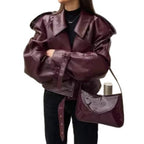 Damen modische Kunstlederjacke R&B