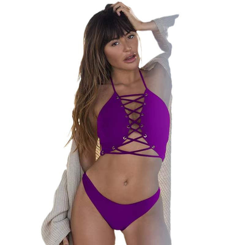 Damen Triangel-Bikini mit verstellbarem Schnürdesign und Figur formendem Schnitt R&B