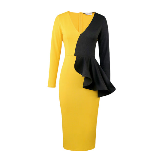 Damen Midi-Kleid mit asymmetrischem Schnitt und Drapierungsdetails R&B