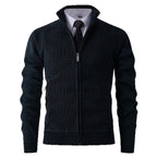 Herren elegante Strickjacke mit strukturiertem Design und hohem Stehkragen R&B