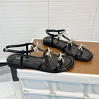 Damen Elegante Sandalen mit glitzernden Schleifen und verstellbarem Riemendesign R&B
