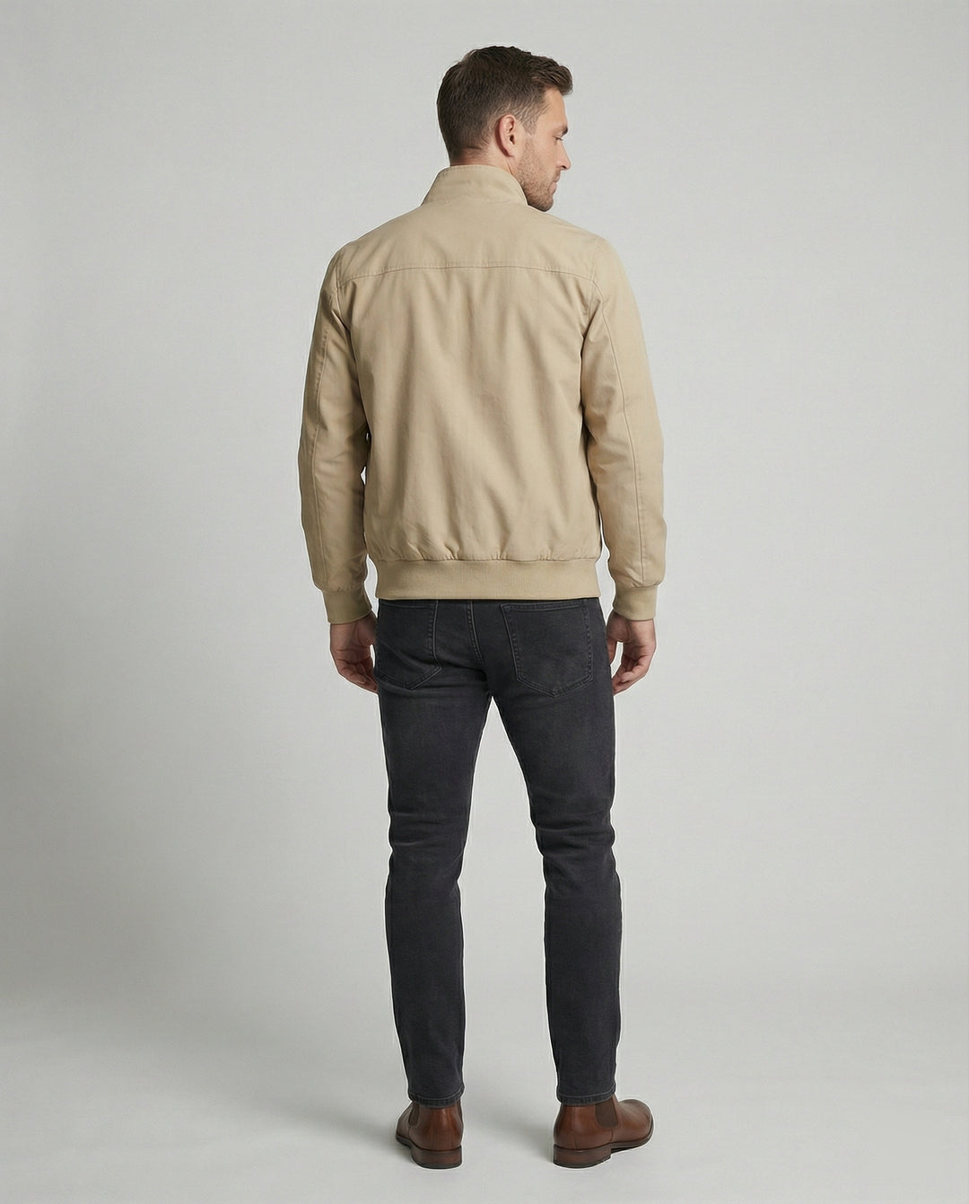 Herren leicht wattierter Alltagsblouson mit Druckknopf-Halsriegel und Zwei-Wege-Reißverschluss R&B