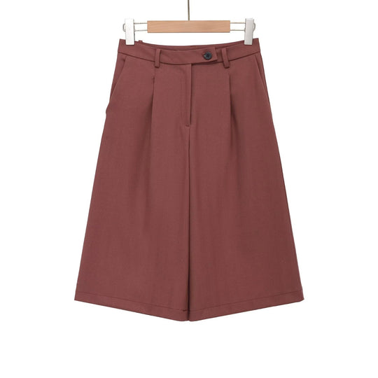 Damen weite Hochbund-Shorts mit eleganter Faltenlegung R&B