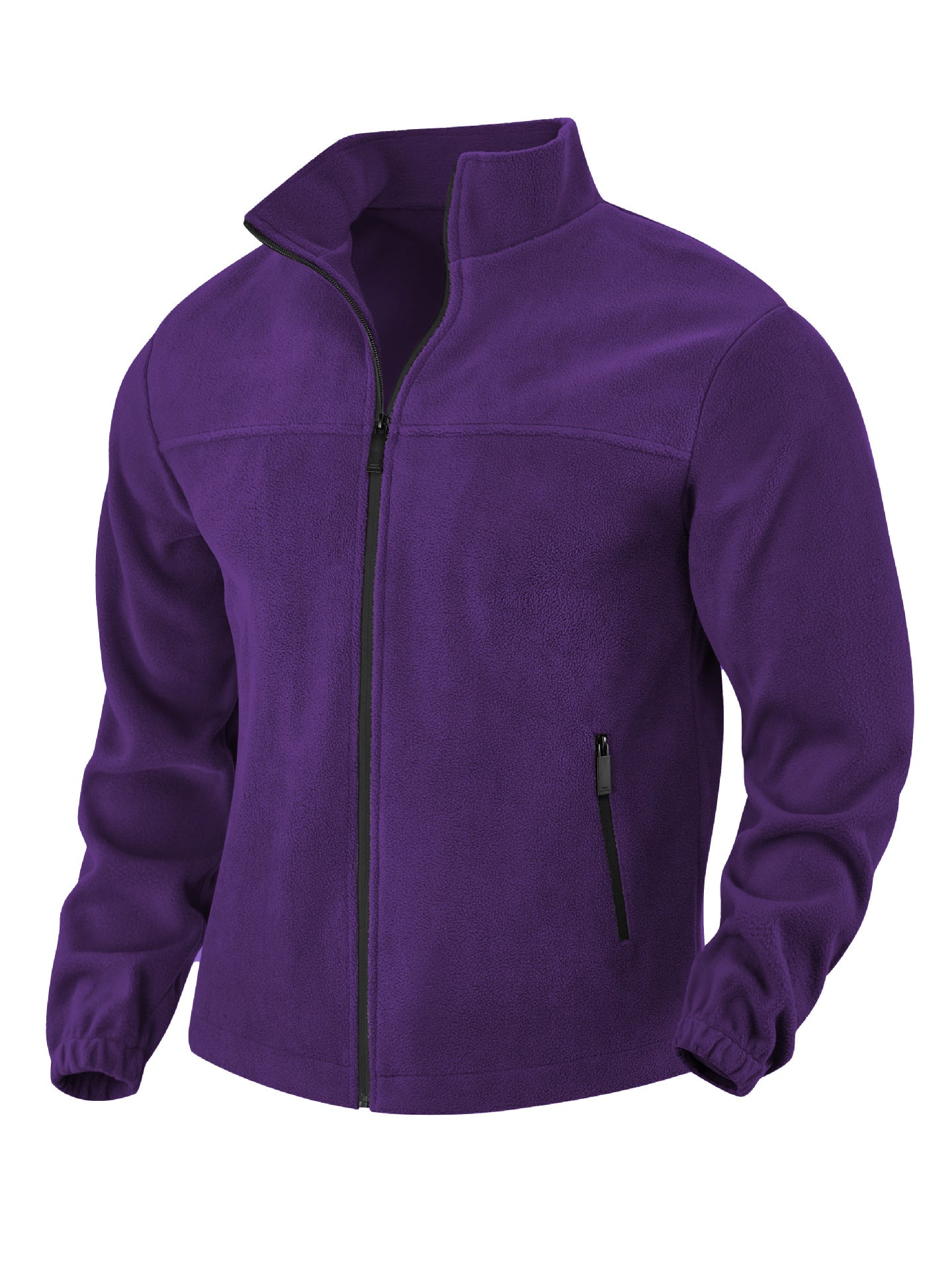 Herren nan warme Fleecejacke mit Reißverschluss, Stehkragen und Reißverschlusstaschen R&B