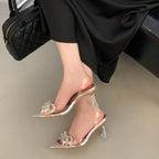Damen Transparente High Heels mit funkelndem Schleifen-Detail R&B