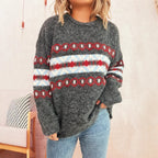 Damen lässiger Strickpullover mit dekorativen BindR&Bändern R&B