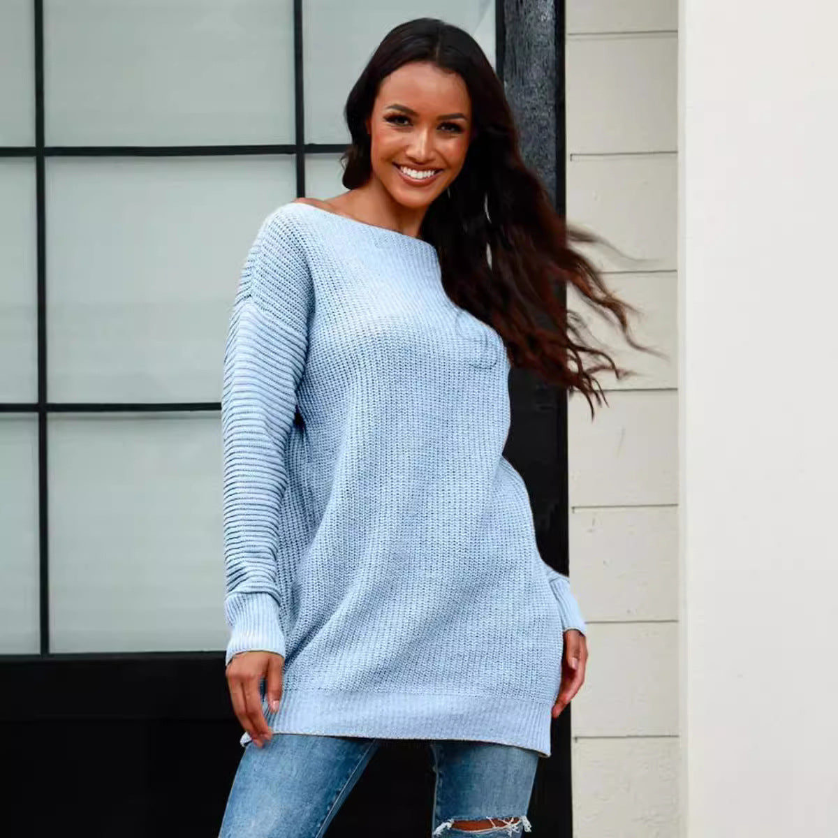 Damen Oversized Strickpullover mit Struktur und weitem Schnitt R&B