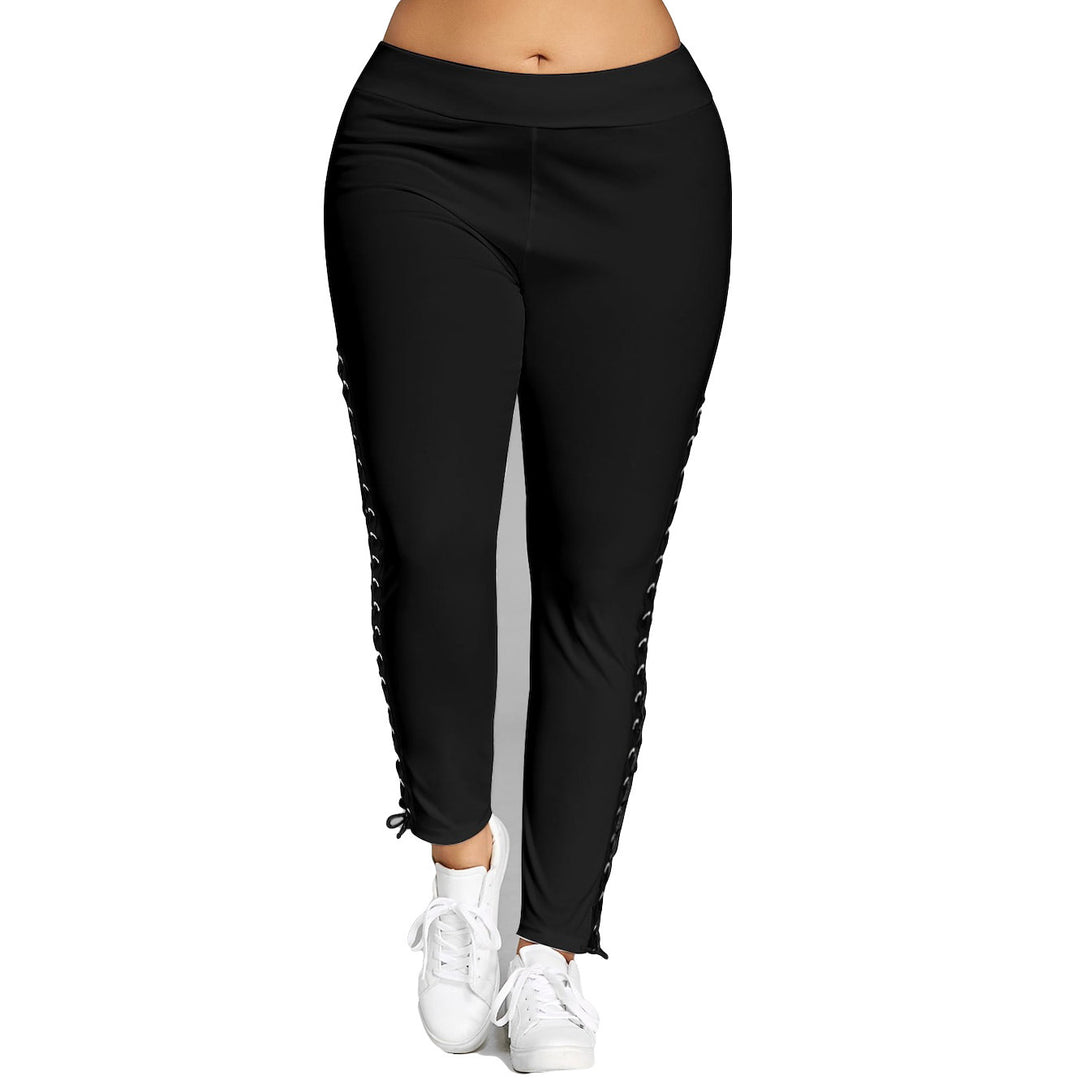 Damen Sportliche Leggings mit Schnürdetails an den Seiten R&B