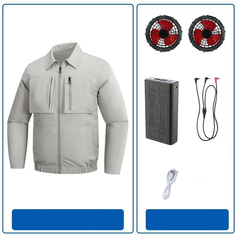 Herren nan belüftete Arbeitsjacke mit zwei diskreten USB-Lüftern und mühelosem Akkuanschluss R&B