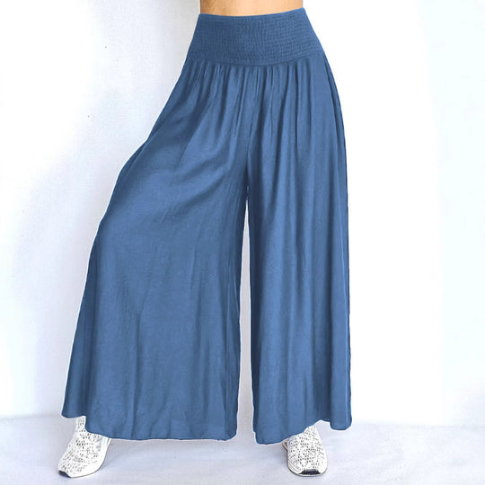 Damen Weite Palazzo-Hose mit elastischem Bund und fließendem Stoff R&B