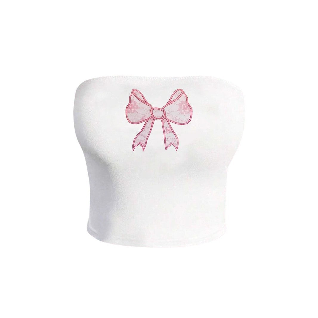 Damen Bandeau-Top mit elegantem Spitzenbandmotiv R&B