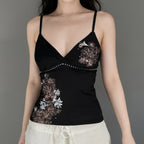 Damen Spaghetti-Trägertop mit floralem Druck und edlen Details R&B