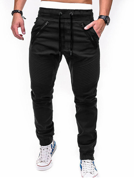 Herren Freizeit Jogginghose mit kontrastierenden Reißverschlusstaschen und elastischem Bund R&B