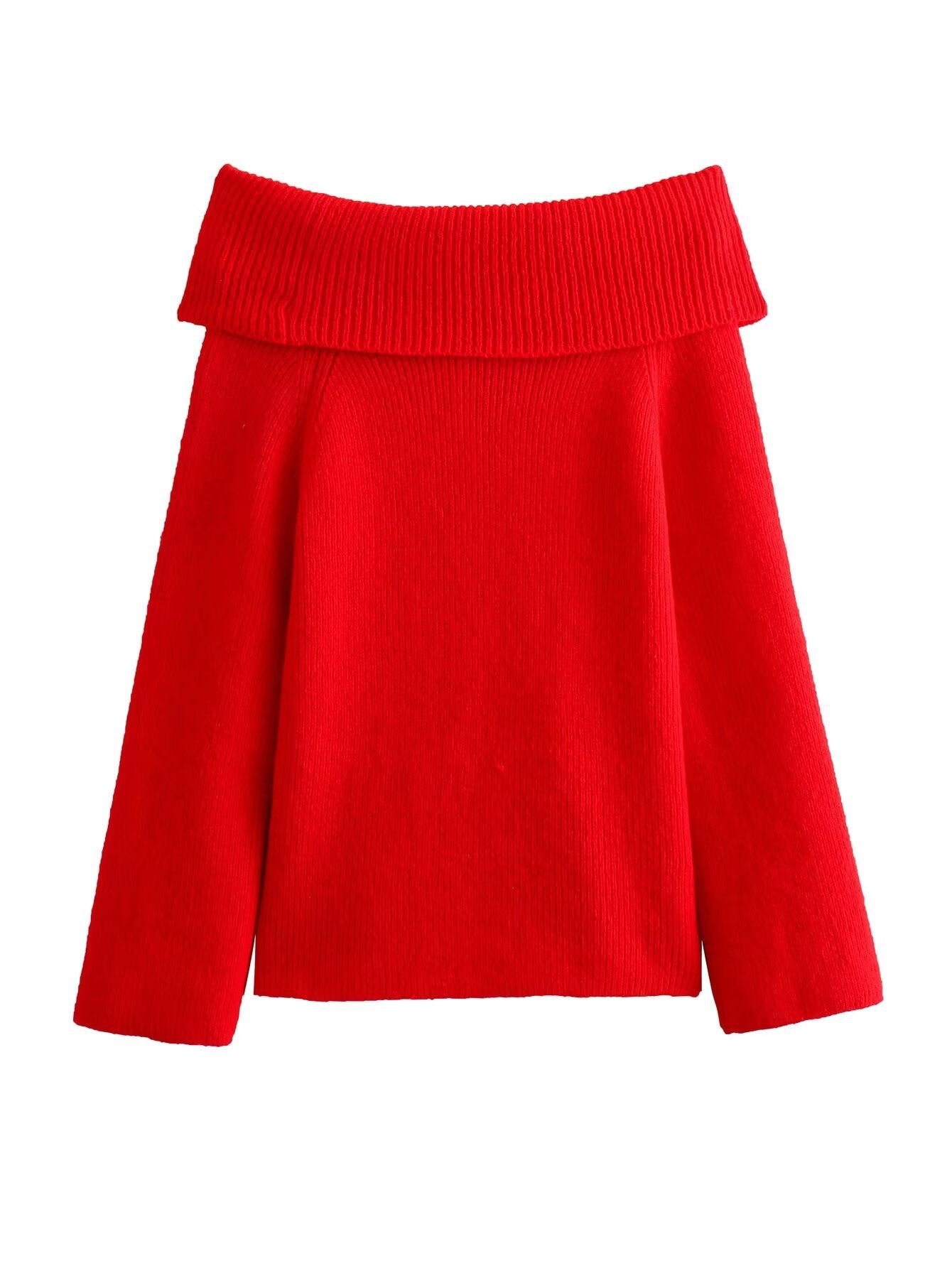 Damen lässiger Pullover mit weitem Kragen und strukturierter Maschenart